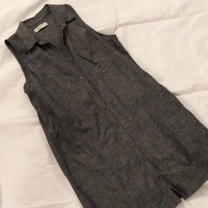 Charcoal Sleeveless Shirt Dress